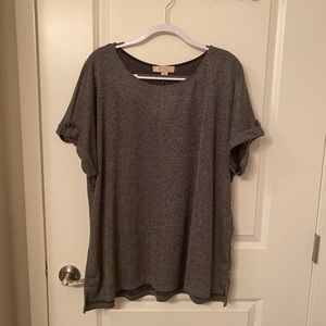 Misia Gray Metallic Short-Sleeve Top